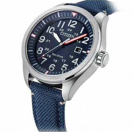 Citizen Men's Core Collection Eco Drive Watch AW500016L NEW - BRAND Citizen STYLE Core REFERENCE AW5000-16L CASE Stainless Steel STRAP Blue Textile WATER RESISTANT 100 mt. / 330 ft. DIAMETER 42.5 mm. DIAL Blue CRYSTAL Scratch Resistant Mineral MOVEMENT Qu
