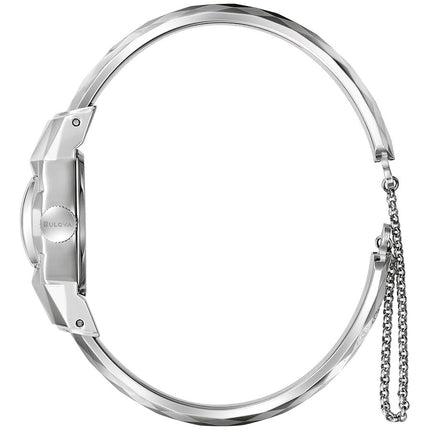 Bulova Ladies American Girl Quartz White Dial Watch 96L333 NEW - BRAND Bulova STYLE American Girl REFERENCE 96L333 CASE Stainless Steel STRAP Stainless Steel WATER RESISTANT 30 mt. / 100 ft. DIAMETER 16 mm. DIAL White CRYSTAL Scratch Resistant Sapphire MO