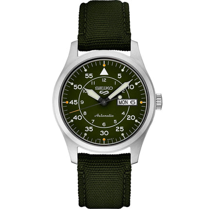 Seiko Men's 5 Sports Field Automatic Green Dial Watch SRPH29K1 NEW - Description Features: Product Details: Item model number ‏ : ‎ SRPH29K1 Department ‏ : ‎ mens Manufacturer ‏ : ‎ Seiko Brand, Seller, or Collection Name: SEIKO Clasp: Tang Buckle Model n