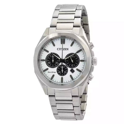 Citizen Men's EcoDrive Chronograph White Dial Watch CA459081A NEW - We have been selling on eBay for more than 10 years. Check our feedback with over 12,000 positive reviews. BRAND Citizen STYLE Sport REFERENCE CA4590-81A CASE Stainless Steel STRAP Stainl