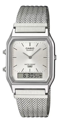 Casio Vintage Unisex Analog Silver Stainless Steel Watch- AQ-230EM-7AEF